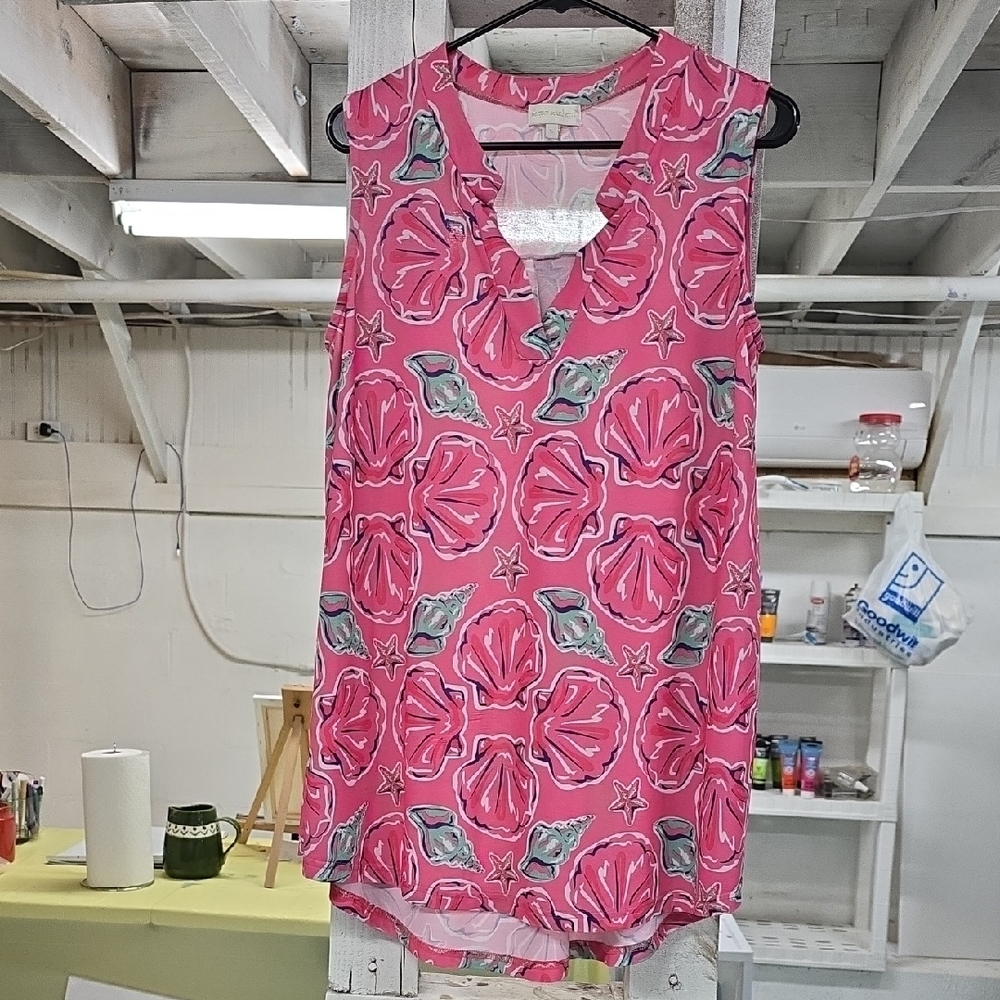Simply Southern Pink Seashell & Starfish Sleeveless Tunic